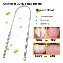 2 Pack Tongue Scraper for Adults, GIAVGIAV Professional Tongue Cleaner Tongue Brush for Oral Care & Hygiene, Reusable Tongue Scrubber with Dual Carved Handle, Reduce Bad Breath, Stainless Steel