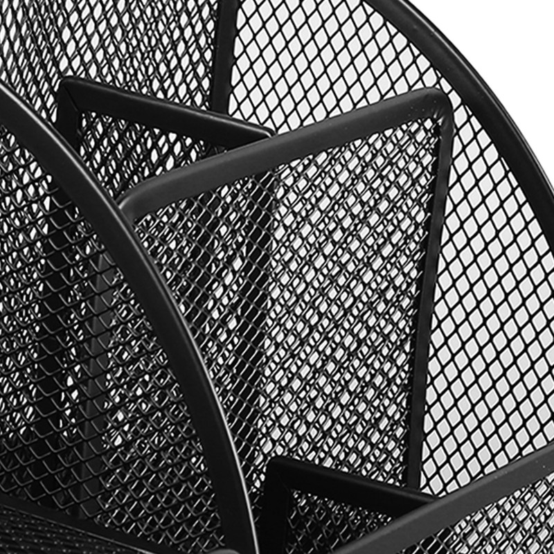 Mesh Office Desktop Organizer Multifunctional Metal 7 Compartments Pen Holder