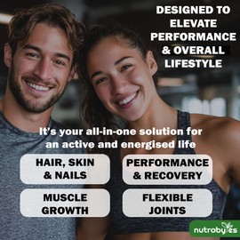 Nutrabytes Collagen Powder 315g | Grass Fed Bovine Hydrolysed Peptides | 19 Amino Acids | Collagen Supplements for Women and Men | High Strength Protein Powder | Hair Skin Nails | Made in UK