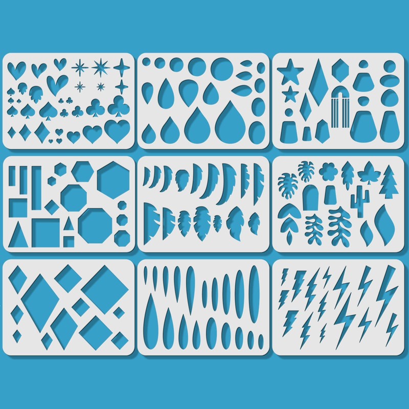 ORIGACH 9 Pcs Reusable Earrings Making Template Leather Earring Templates,
