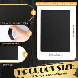 Weparmeety - 100 piezas de metal grabado en blanco de hoja de aluminio, grabado láser, tarjetas de visita multiusos, tarjetas de regalo, 86 x 54 x 0,21 mm (color negro mate)