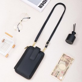 LEOLEO Smartphone Shoulder Bag, Smartphone Pouch, Women's, Wallet Shoulder Bag, Mini Shoulder Bag, Leather Style, Mobile Pouch, Shoulder Pochette, Lightweight, Simple, Casual, Fashionable, Crossbody