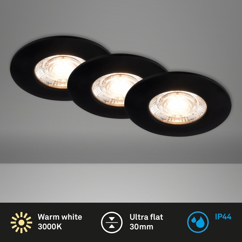 BRILONER – 3er Set LED Einbaustrahler 230V, LED Strahler Badezimmer