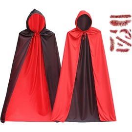 Capas de doble capucha para hombres y mujeres, capas para niños, capa de vampirismo de doble cara para espectáculos escénicos de disfraces de rol de fiestas de Halloween