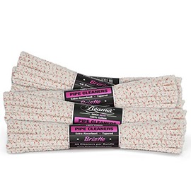 Beamer 6 Inch Unbleached Hard Bristle Pipe Cleaners, 132 Pieces, 3 Bundles - 100% Cotton, Extra Absorbent, Tapered, No Colors Or Dyes, Bendable, Reusable + Beamer Smoke Collectible Sticker