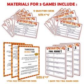 Thanksgiving Friendly Feud Game, Family Game Night, Thanksgiving Trivia, Family Friendly Quiz, Thanksgiving Party Game for Family Activity - 12 Question Cards and 3 Quick Fire Final Rounds Cards (01)
