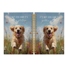 Pugwak Golden Retriever Journal Notebook - Dog Wildflower Floral Notebooks College Ruled for Work School, Golden Retriever Gifts for Women, Dog Office Supplies, Hardcover Spiral Notebook 5.5"x8.3"