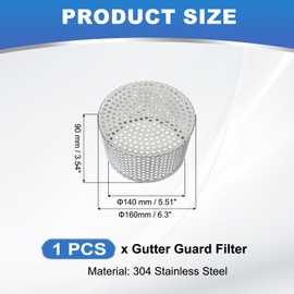 PATIKIL Gutter Guard Filter 6.3"-5.5", PVC Termination Cap Mesh Screen Roof Vent Cover Stainless Steel Conical Exhaust Pipe Cover Downspout Guard Filter Strainer for Downspout