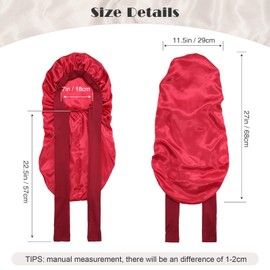 AWAYTR Long Satin Bonnet for Braids - Elastic Silk Hair Bonnets for Sleeping Night Cap Stretchy Tie Band for Women（Wine Red）