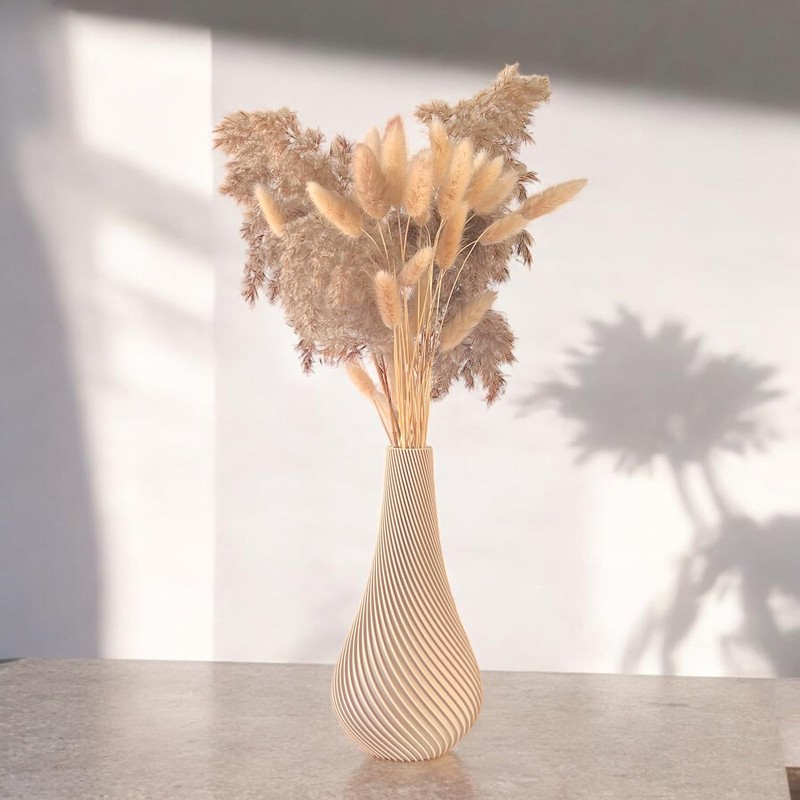 Blumenvase unzerbrechlich 20 cm, modern, Vase beige, Home Deko, Boho,
