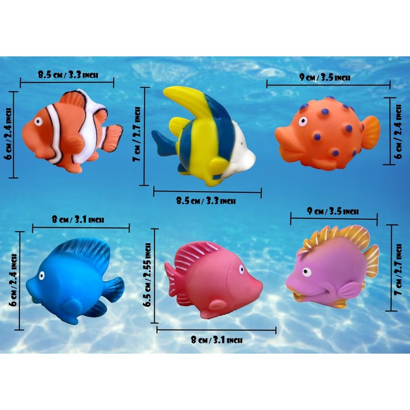 6 PCS Fish Bath Squirter Toys for Toddlers & Kids