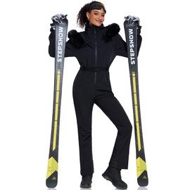 YEEFINE Women's Ski Suit One Piece Jumpsuits Snowsuits Waterproof Snowboard Suit Winter Outdoor Ski Jacket and Pants Jumpsuits(Black01, S)