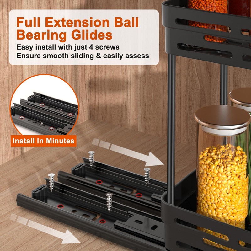 Spice Rack Organizer for Cabinet, 2 Pack Pull Out Spice