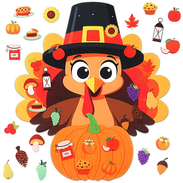 Thinkday 37-Piece Fall Thanksgiving Felt Craft Kit, DIY Pumpkin Felt