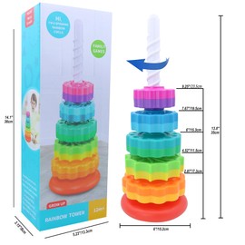 Spinning Toy – Premium Stacking Toy for Kids - One Year Old Stacking Toys – Strong ABS Plastic – Rainbow Spinning Wheel Toy – Fun and Engaging Brain Development Toys