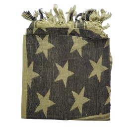 MILSPEC SURPLUS 100% Cotton Shemagh Scarf Arab Face Mask Dust Cover Keffiyeh Head Neck Wrap Digital Camouflage Gun Grenade Skull Star Pattern Scarves (Green Star)