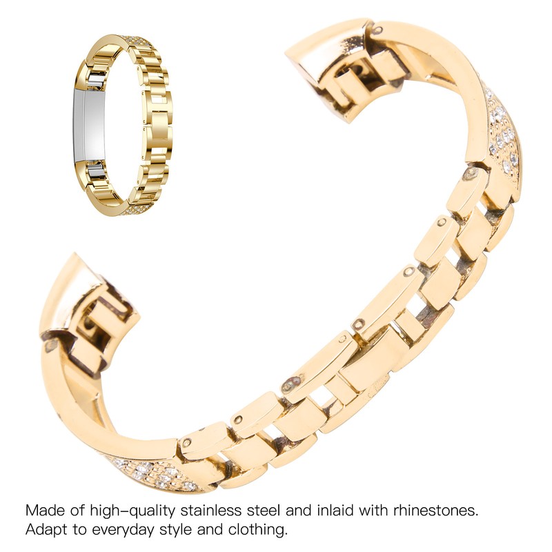 Stainless Steel Bracelet Women Inlay Rhinestones Wristband Wrist Decoration for
