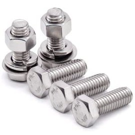 M8 x 12mm (10 Sets) Stainless Steel Hex Bolts Hex Nuts Flat Washers Lock Washers Hardware Kits, Full Thread Coverage, DIN933