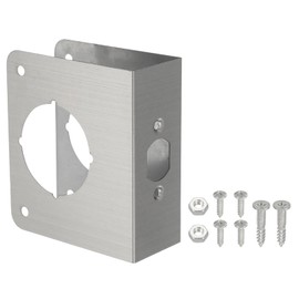 PATIKIL Door Reinforcement Plate, 1 Set Doors Reinforce Repair for 1-3/4" Thick Door 4-1/2" Size Door Knob Lock Latch Deadbolt Cover Plate Home Security, Silver