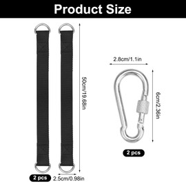 Set of 2 Swing Attachment with 2 Heavy Duty Carabiners and D-Rings, Hammock Attachment, Hammock Straps, Swing Hanging Kit, Holds up to 400 kg, for Tree Swing Hanging Chair