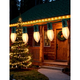 C9 Christmas Lights Outdoor 25FT - Commercial Grade LED String Lights with 25 Warm White Bulbs, UL Certified, Waterproof & Connectable for Xmas, Holiday, Yard, Roofline Decor (Green Wire)