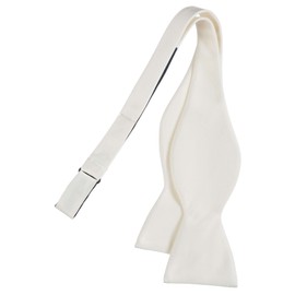 Tuxgear Mens Satin Self Tie Bow Tie with Adjustable Neck Strap, (Mens, Ivory)