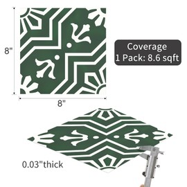 MORCART 20 Pack Peel and Stick Floor Tile, 8"x 8" Vinyl Flooring, Removable DIY Flooring for Bathroom, Kitchen, Fireplace, Stairs, Bedrooms, Wall, Pantry Room Waterproof Dark Green
