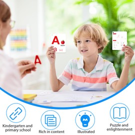 26Pcs Alphabet Flash Cards Baby Educational ABC Flash Cards Uppercase and Lowercase Learning Letters Recognition for Preschool Children Toddlers Communication Montessori Toys Birthday Gifts for Kids