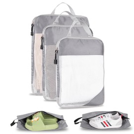 5 Set Packing Cubes for Suitcases, Compressible Travel Packing Organizers Clothes Storage Travel Essentials for Women, Men