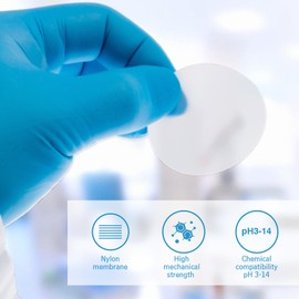 PEKYBIO 100PCS Nylon Membrane Disc Filter, Hydrophilic, 47mm, Micron Pore Size 0.22um