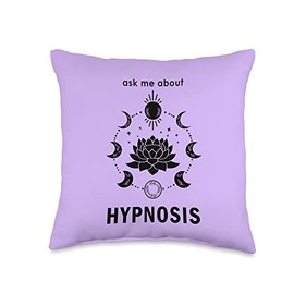 Moon Phase Lotus Hypnosis Hypnotist Ask Me About Hypnosis Spiritual Esoteric Meditation New Age Throw Pillow, 16x16, Multicolor