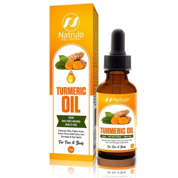 Turmeric Serum for Face & Body - All Natural Turmeric Skin Brightening Oil for Dark Spots - Cleanses Skin, Fights Acne, Evens Tone, Heals Scars - Pure Handcrafted Turmeric Skincare Made in the USA