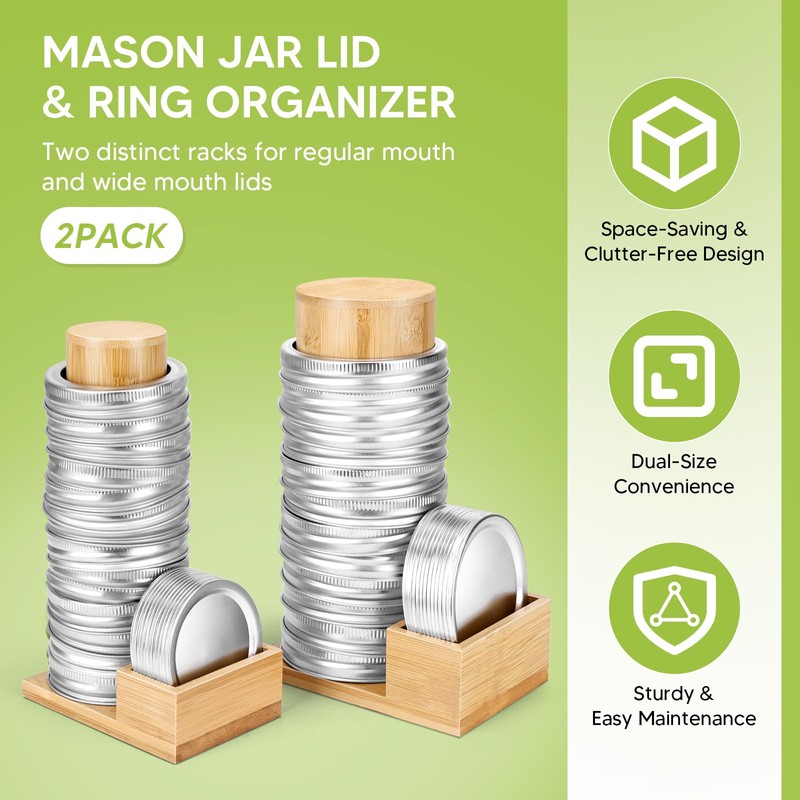 2PCS Mason Jar Lid Organizer & Holder (Wide Mouth &