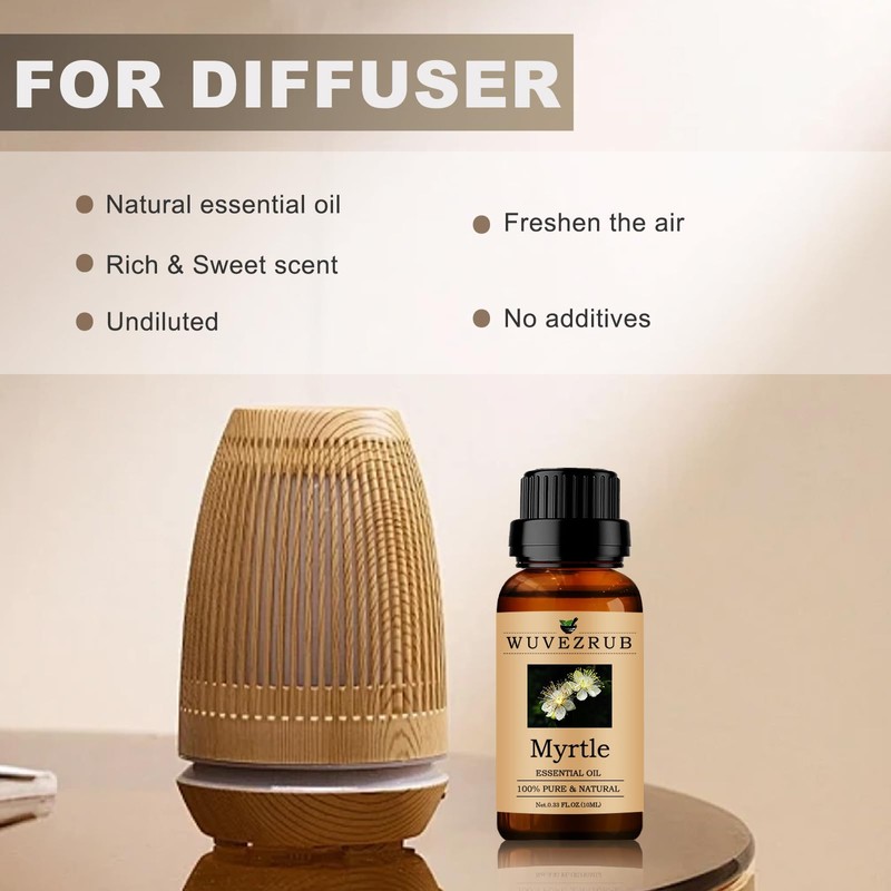 Myrtle Essential Oils 10ML, Organic 100% Pure and Natural Myrtle