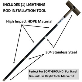 Keyfit Tools Keyfit Tools Lightning Rod Driveway Markers Installation Tool Snow Plow Stakes Lightning Fast Super Easy Install in Soft Ground Heavy Duty Stainless Steel & High Impact HDPE for 5/16" 4' Markers