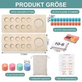 APOMOONS Montessori Spielzeug Zahlen Lernen Steckspiel Montessori Mathe Lernspielzeug Rechnen Lernen Zahl und Zählung Motorikspielzeug, Mathematik Zahlen Lernen Holzspielzeug für Kinder 4 5 6 7 Jahre