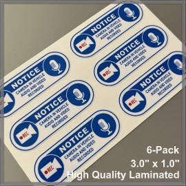 Unbranded Camera in Car Recording Video 6-Pack Decals White & Blue 3.0" x 1.0" for Uber