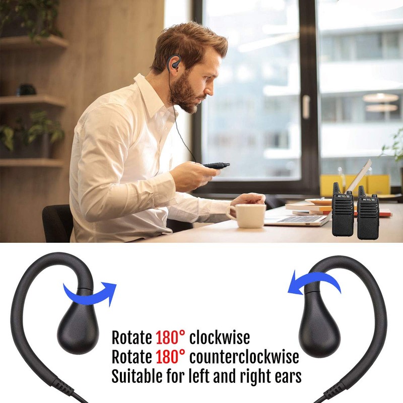 Retevis RT22 Walkie Talkie Earpiece with Mic, 2 Pin Earhook