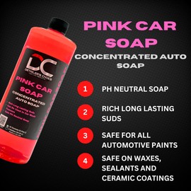 Pink Car Soap - pH-Balanced, Additive-Free Car Wash Soap, Easy Rinse, Scratch Free - Pink Car Wash Soap Safe for Cars, Trucks, Motorcycles, RVs & More (32 oz)