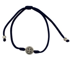 Pulsera de San Benito, cordón ajustable con medalla de San Ben, patrón de estudiantes y Europa, gran regalo católico para primera comunión o confirmación, Metal, Sin gemas.