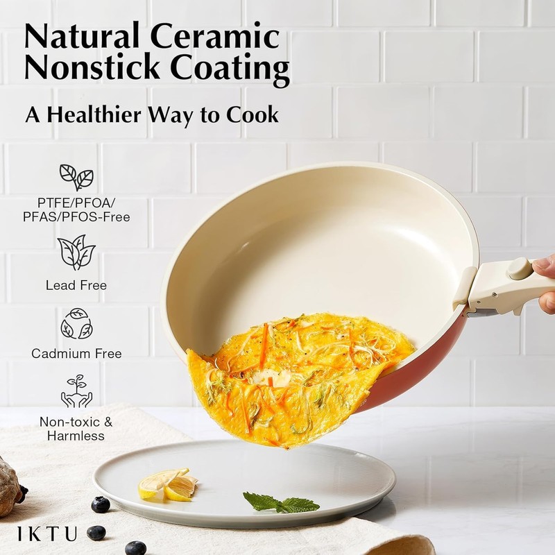 Ceramic Pots and Pans Set Non Stick, 7 Pcs Nonstick