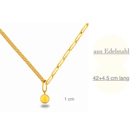 Sahallo Women's Gold Necklace for Layering Chains Curb Chain Paper Clip Necklace Ball Pendant Fashion Jewellery Made of Stainless Steel 18 K Gold-Plated with Jewellery Box as a Fashionable Stylish