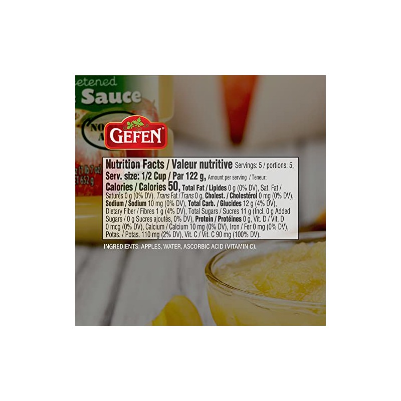 Gefen Unsweetened Apple Sauce, 23oz (2 Pack) No Sugar Added