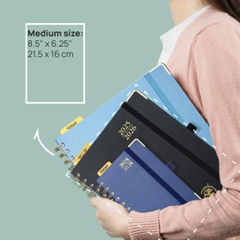 POPRUN 2025-2026 Academic Diary A5 Week to View (26.5x21.5 cm) Spiral 17 Months (Aug'25 - Dec'26) Vertical Academic Planner 25/26 Weekly Mid Year Diary (Light Yellow)