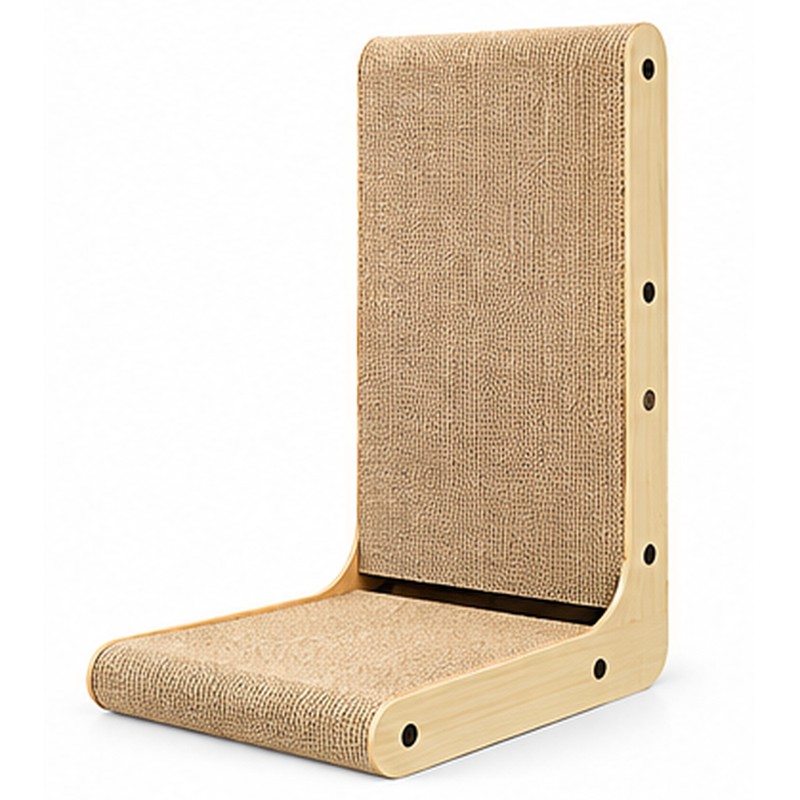 L-Shaped Cat Scratcher for Indoor Cats – Double-Tier Wood Scratching