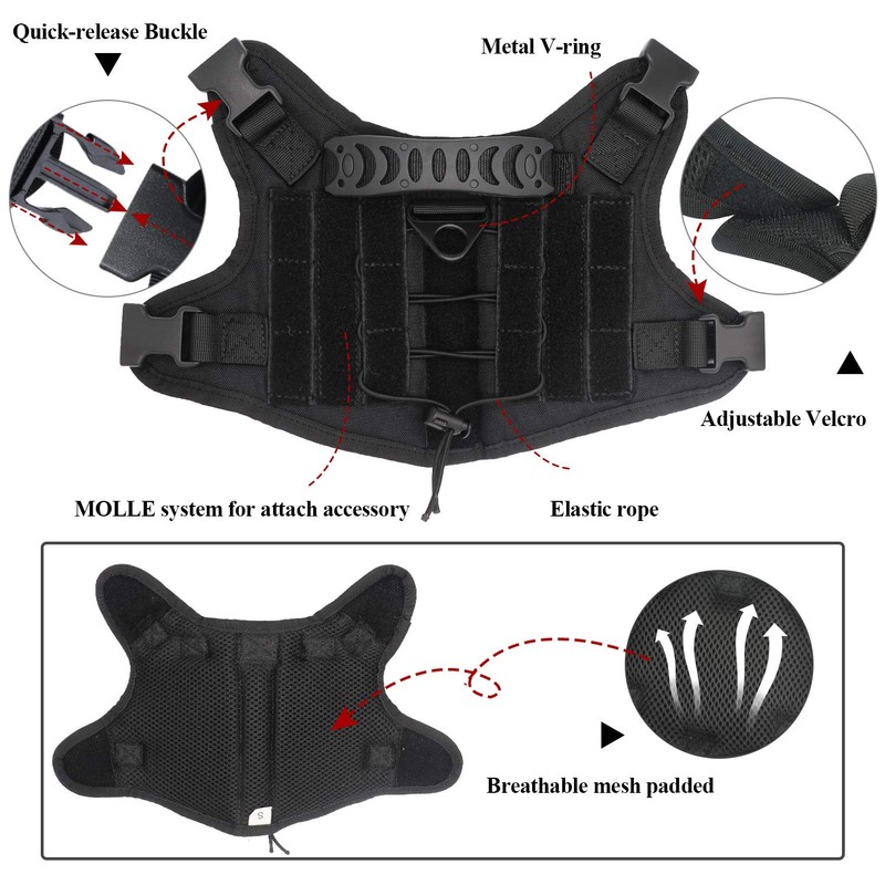 SALFSE Tactical Dog Training Harness Outdoor Working Vest Adjustable Military