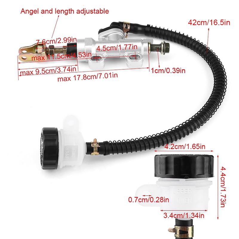 Qiilu Motorcycle Rear Foot Brake Pump Hydraulic Master Cylinder Aluminum