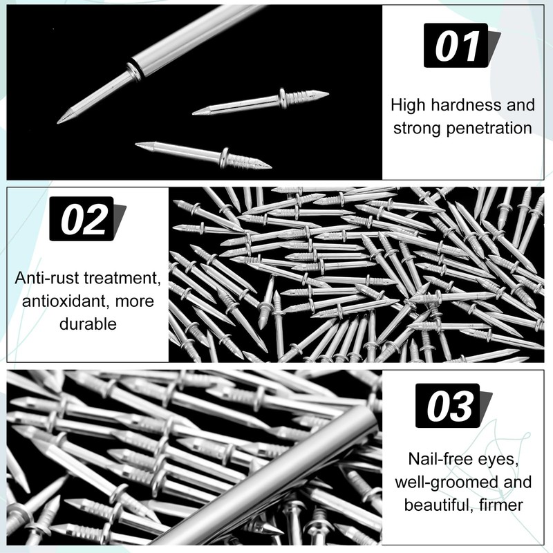 Ovveroche 100Pcs Double-Head Skirting Thread Seamless Nail, Skirting Line Without