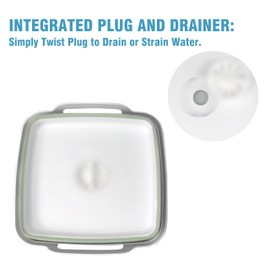 ddLUCK Dish Basin Collapsible with Drain Plug Carry Handles for 9L Large Capacity, Washing Basin, Collapsible Dish Tub for RV Sink, Vegetable, Fruit, Food Sink Strainer Dish Washing Tub - Green