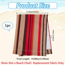 GORGECRAFT Beach Chair Replacement Fabric Burly Wood Orange Black Stripes Sling Chairs Canvas 45x17 Inch Folding Lounge Deck Chair Cloth Cover for Patio Outdoor Sunbathing Garden Courtyard